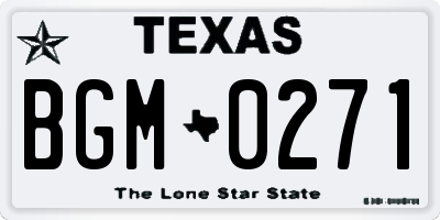 TX license plate BGM0271