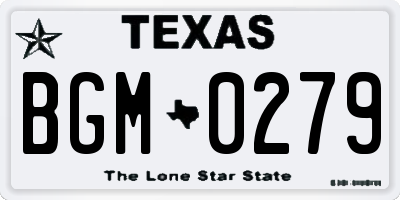 TX license plate BGM0279