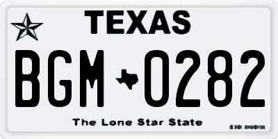 TX license plate BGM0282