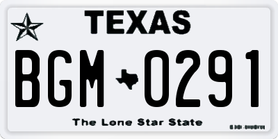 TX license plate BGM0291