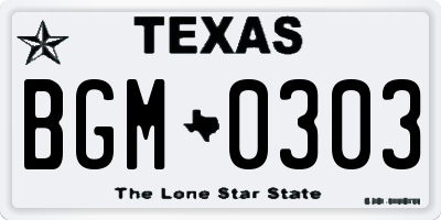TX license plate BGM0303