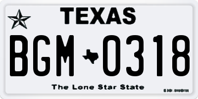 TX license plate BGM0318