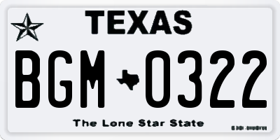 TX license plate BGM0322