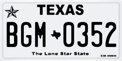 TX license plate BGM0352