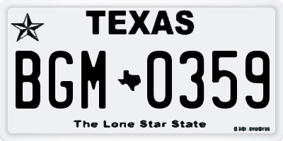 TX license plate BGM0359