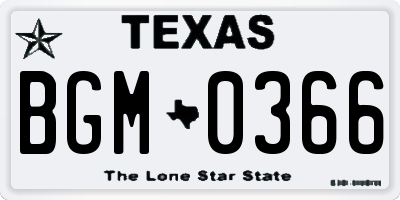 TX license plate BGM0366