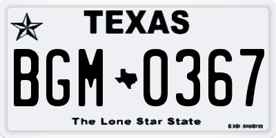TX license plate BGM0367