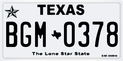 TX license plate BGM0378