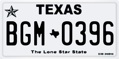 TX license plate BGM0396