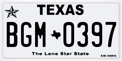 TX license plate BGM0397
