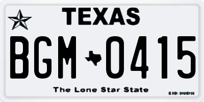 TX license plate BGM0415