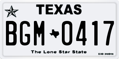 TX license plate BGM0417
