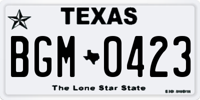 TX license plate BGM0423
