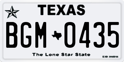 TX license plate BGM0435