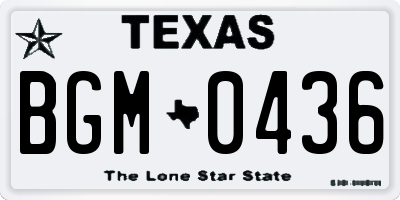 TX license plate BGM0436