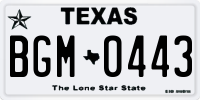 TX license plate BGM0443
