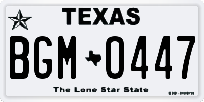 TX license plate BGM0447