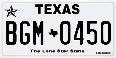 TX license plate BGM0450
