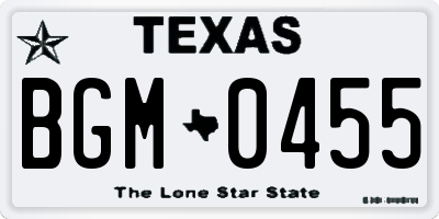 TX license plate BGM0455