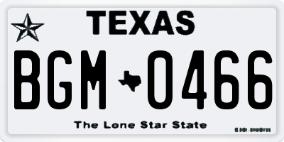 TX license plate BGM0466