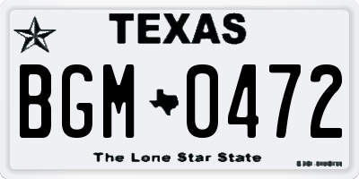 TX license plate BGM0472