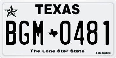 TX license plate BGM0481