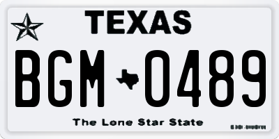 TX license plate BGM0489