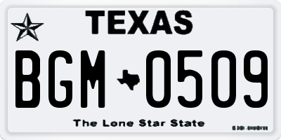 TX license plate BGM0509