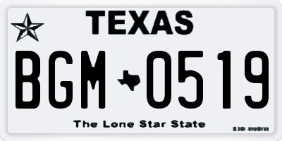 TX license plate BGM0519