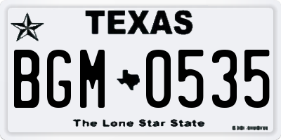 TX license plate BGM0535