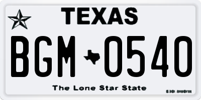 TX license plate BGM0540