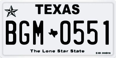TX license plate BGM0551