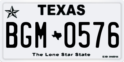 TX license plate BGM0576