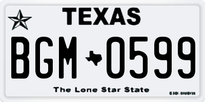 TX license plate BGM0599