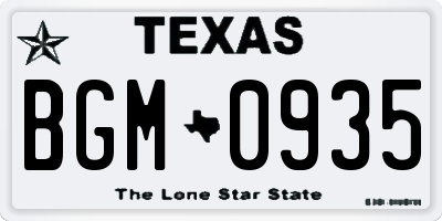 TX license plate BGM0935