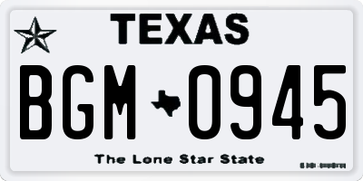 TX license plate BGM0945