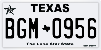 TX license plate BGM0956