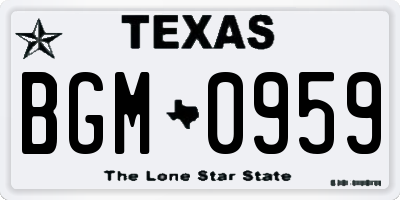 TX license plate BGM0959