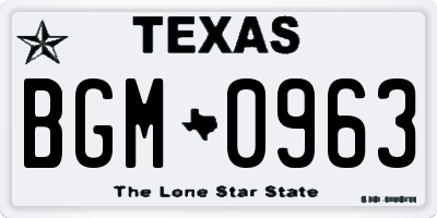 TX license plate BGM0963