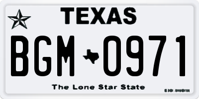TX license plate BGM0971