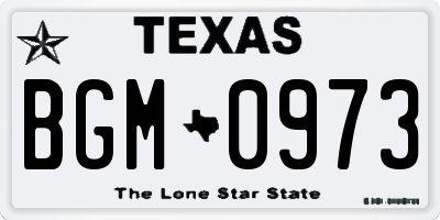 TX license plate BGM0973