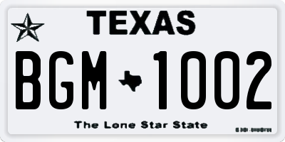 TX license plate BGM1002