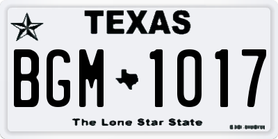TX license plate BGM1017