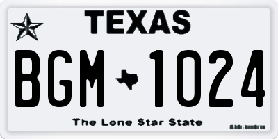 TX license plate BGM1024