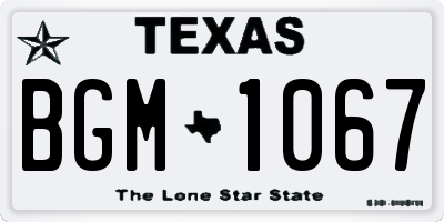 TX license plate BGM1067