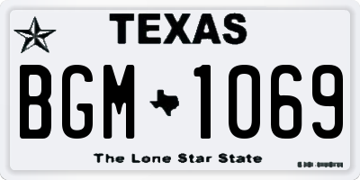 TX license plate BGM1069