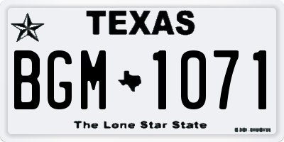 TX license plate BGM1071