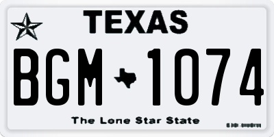 TX license plate BGM1074