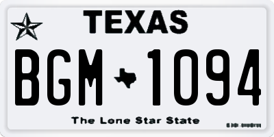 TX license plate BGM1094
