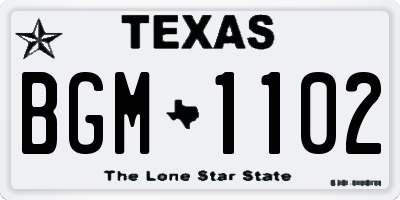 TX license plate BGM1102